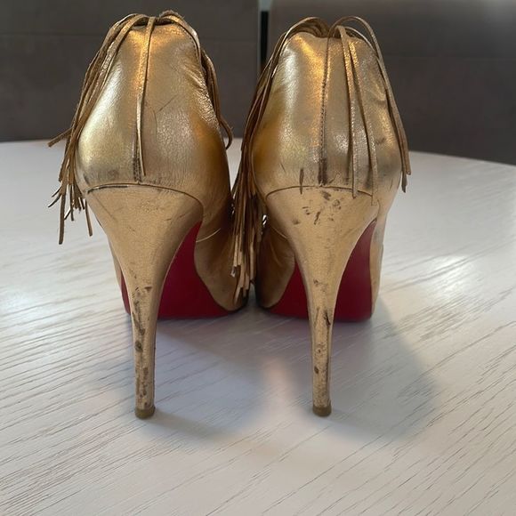 Christian Louboutin Metallic Fringe Heels - Picture 15 of 16